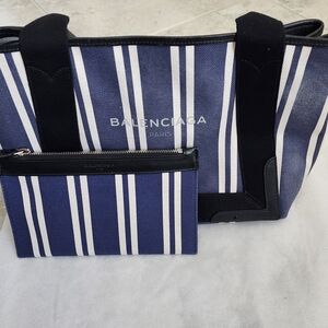 Balenciaga Striped Tote and Pouch Set